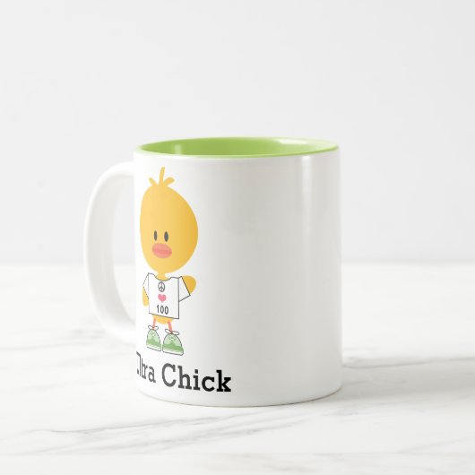Custom Distance Ultra Chick Marathon Runner Zweifarbige Tasse (Vorderseite Links)