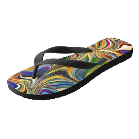 Custom Distorted Psychedelic Flip Flops Badesandalen (Schrägansicht)