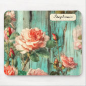 Custom Distressed Turquoise Rose Mousepad (Vorne)