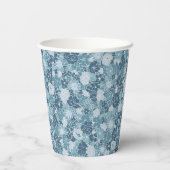 Custom Ditsy floral Muster Grau Blau Pappbecher (Rückseite)