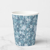 Custom Ditsy floral Muster Grau Blau Pappbecher (Rechts)