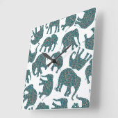 Custom Ditzy Paisley Elefanten auf der White Wall  Quadratische Wanduhr (Winkel)