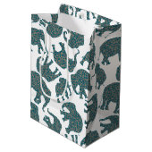 Custom Ditzy Paisley Elephants auf White Gift Bag Mittlere Geschenktüte (Rückseite Schrägansicht)