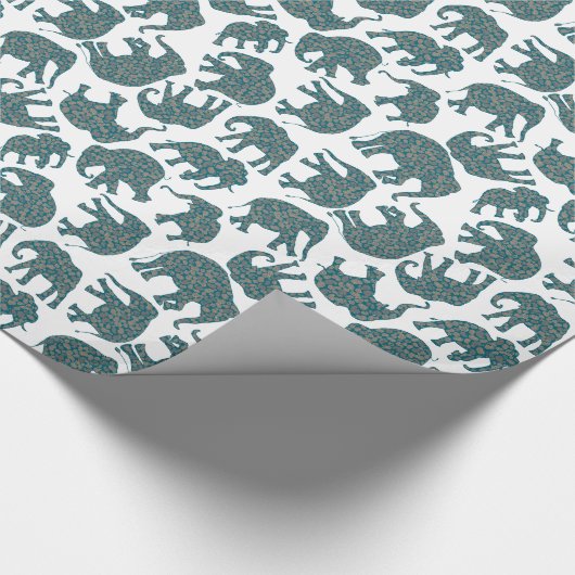 Custom Ditzy Paisley Elephants auf White Giftwrap Geschenkpapier (Ecke)