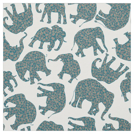 Custom Ditzy Paisley Elephants on White Pattern Stoff (Muster)