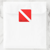 Custom Diver Down SCUBA Flag Red and White Quadratischer Aufkleber (Tasche)