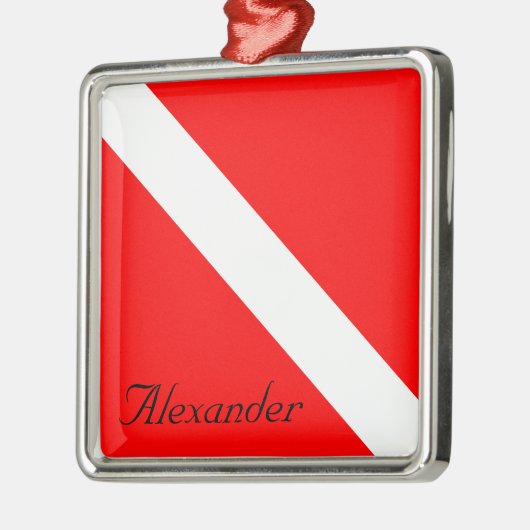 Custom Diver Down SCUBA Flag Red and White Silbernes Ornament (Links)
