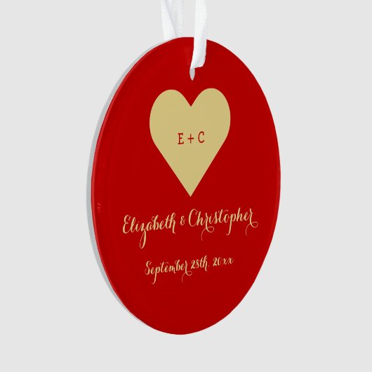 Custom DIY Mr. Wedding Name Date Heart Monogram Ornament (Vorderseite)