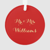 Custom DIY Mr. Wedding Name Date Heart Monogram Ornament (Rückseite)