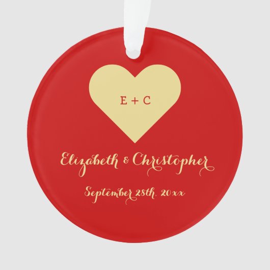 Custom DIY Mr. Wedding Name Date Heart Monogram Ornament (Vorderseite)