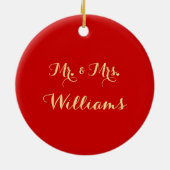 Custom DIY Wedding Name Date Heart Monogram Mr. Mr Keramikornament (Hinten)