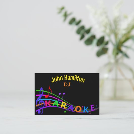 Custom DJ Karaoke Business Card Visitenkarte (Stehend Vorderseite)
