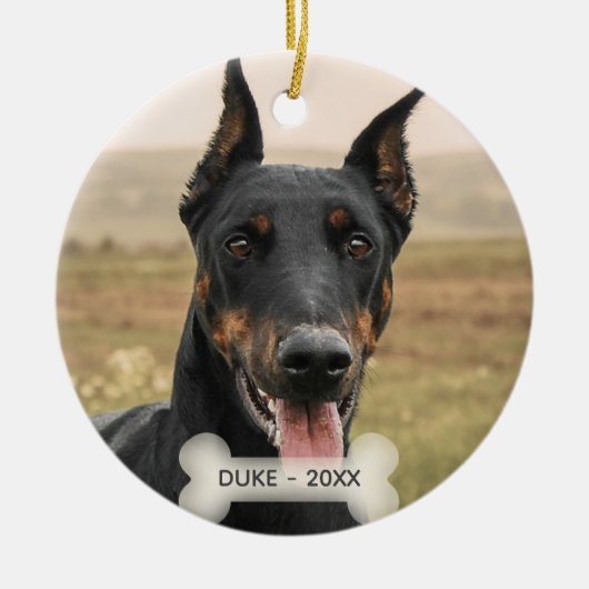 Custom Doberman Dog Foto Keramik Ornament (Vorne)