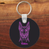 Custom Doberman Neon Glow Personalized Schlüsselanhänger (Rückseite)