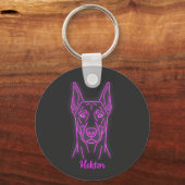 Custom Doberman Neon Glow Personalized Schlüsselanhänger (Vorderseite)