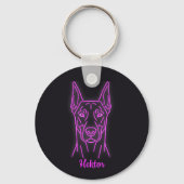 Custom Doberman Neon Glow Personalized Schlüsselanhänger (Rückseite)