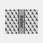 Custom Doberman Pinscher Dog Silhouette Fleecedecke (Vorderseite (Horizontal))