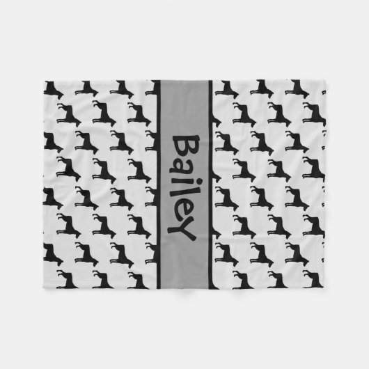 Custom Doberman Pinscher Dog Silhouette Fleecedecke (Vorderseite (Horizontal))