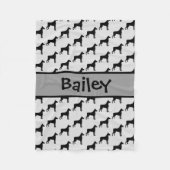 Custom Doberman Pinscher Dog Silhouette Fleecedecke (Vorderseite)