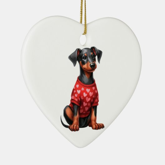 Custom Doberman Pinscher Dog Valentine Ornament (Rechts)