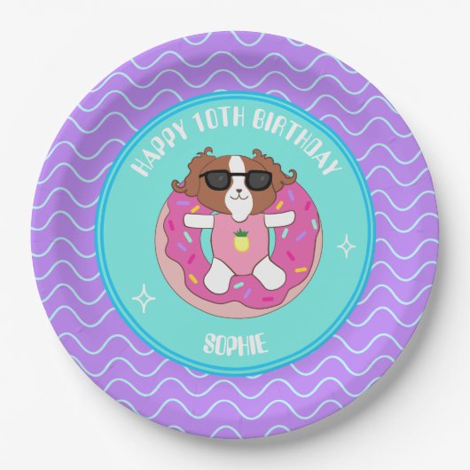 Custom Dog Birthday Pool Party Teller (Vorderseite)