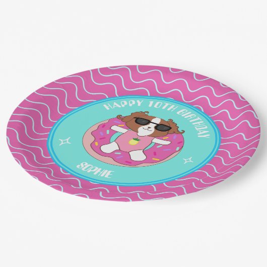 Custom Dog Birthday Pool Party Teller (Schrägansicht)