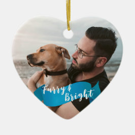 Custom Dog Cat Foto Happy Pawlidays Blue Keramik Ornament