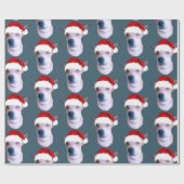 Custom Dog Christmas Foto Dusty Blue Geschenkpapier (Flach)