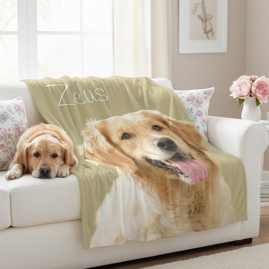 Custom Dog Face Personalized Pet Photo Fleecedecke