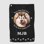 Custom Dog Foto Bester Vater Ever Funny Golfer Golfhandtuch (Vorderseite)