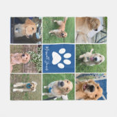Custom Dog Foto Collage Blue Pet Paw Print Niedlic Fleecedecke (Vorderseite (Horizontal))