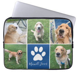 Custom Dog Foto Collage Blue Pet Paw Print Niedlic Laptopschutzhülle