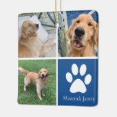 Custom Dog Foto Collage Niedlich Blue Pet Weihnach Keramikornament (Links)