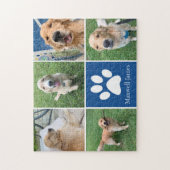 Custom Dog Foto Collage Pet Pfosten Niedlich blau Puzzle (Vertikal)