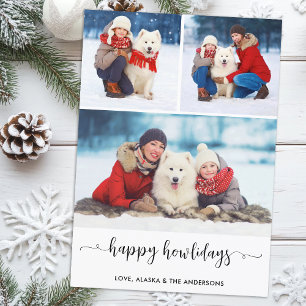 Custom Dog Foto Collage Weihnachts-Happy Howlidays Feiertagskarte