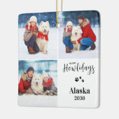 Custom Dog Foto Collage Weihnachts-Happy Howlidays Keramikornament (Links)