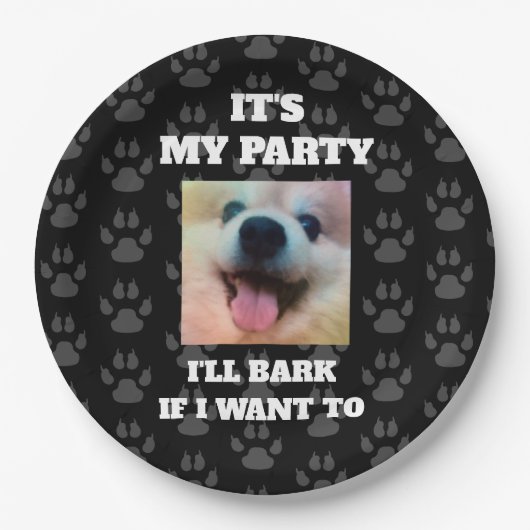 Custom Dog Foto Funny Birthday Party Paper Plate Pappteller (Vorderseite)