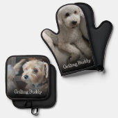 Custom Dog Foto Grilling Buddy Ofenhandschuh & Topflappen-Set (Vorderseite/Rückseite)