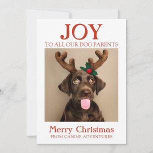 Custom Dog Foto Joy Holiday Card Dog Walker Feiertagskarte