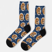 Custom Dog Foto Navy Blue Paw Print Socken (Linkes Detail)