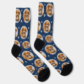 Custom Dog Foto Navy Blue Paw Print Socken (Rechts)