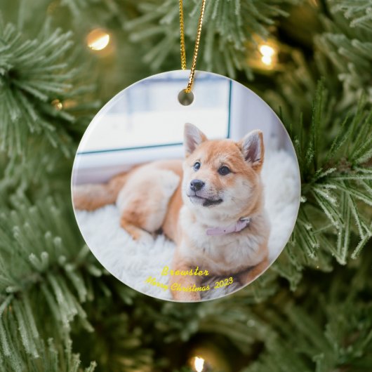Custom Dog Foto Ornament, Einzigartiges Foto Weihn Keramik Ornament (Baum)