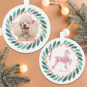 Custom Dog Foto Pink Poodle Weihnachtsschmuck Ornament