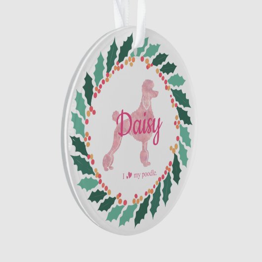 Custom Dog Foto Pink Poodle Weihnachtsschmuck Ornament (Vorderseite)