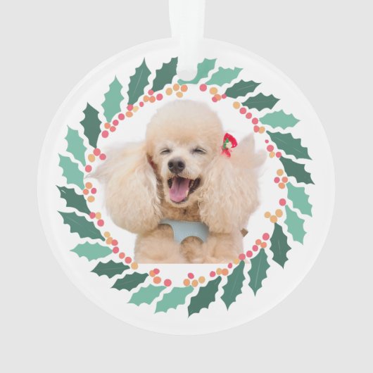 Custom Dog Foto Pink Poodle Weihnachtsschmuck Ornament (Rückseite)
