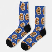 Custom Dog Foto Royal Blue Paw Print Socken (Linkes Detail)