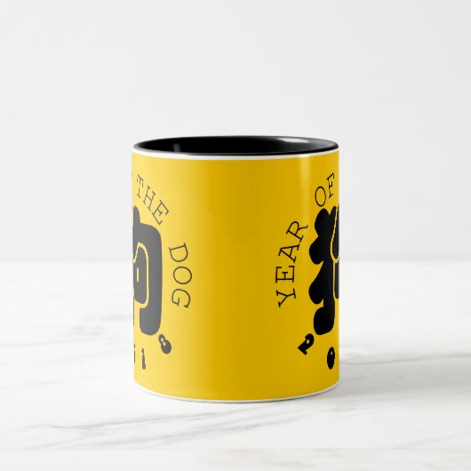 Custom Dog Ideogramm Chinesisches Jahr Zodiac Tass Zweifarbige Tasse (Mittel)