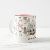 Custom Dog Lover Photo Name | Pet Pattern Coffee Zweifarbige Tasse (Vorderseite Links)