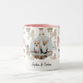 Custom Dog Lover Photo Name | Pet Pattern Coffee Zweifarbige Tasse (Mittel)