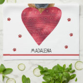 Custom Dog Lover Valentine Geschenk Deutscher Schä Geschirrtuch (Gefaltet)